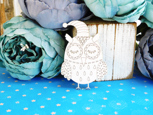 Tekturka - Dobranoc - Sowa z kroplami na brzuchu