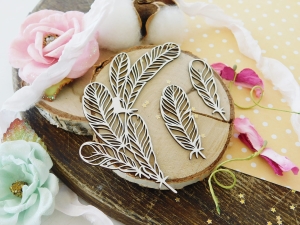 Tekturka "Witaj Wiosno" - Pióra ażurowe - 3 sztuki