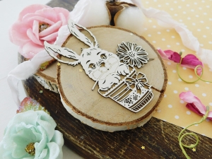 Tekturka "Witaj Wiosno" - Zając z kwiatkiem