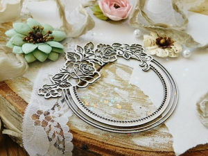 Tekturka "W różach i koronkach" - Ramka róże I