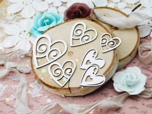 Tekturka "Kochaj" - Serca - 5 sztuk