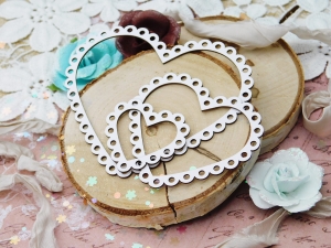 Tekturka "Kochaj" - Serca - 3 sztuki