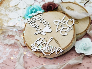 Tekturka "Kochaj" - Napisy Love - 3 sztuki