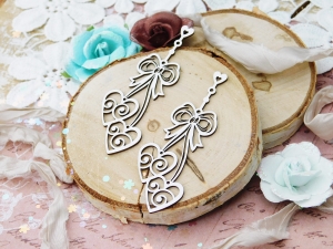 Tekturka "Kochaj" - Serca z kokardą - 2 sztuki