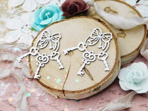 Tekturka "Kochaj" - Kluczyki z kokardą - 2 sztuki 