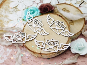 Tekturka "Kochaj" - Koperta love ze skrzydłami - 4 sztuki 