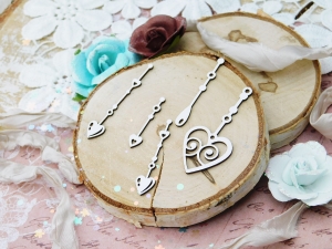 Tekturka "Kochaj" - Ozdoby sercowe - 5 sztuk