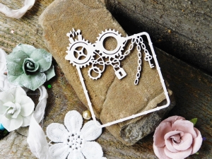 Tekturka "Mechaniczni" - Ramka kwadrat, kłódka, łańcuchy