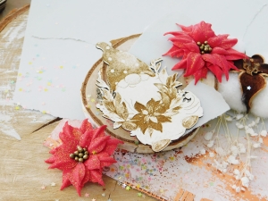 Tekturka "Święta, święta..." - Krasnoludek z poinsettią II