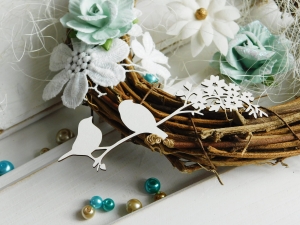 Tekturka "Wiosna" - Ptaki na kwiatowej gałęzi