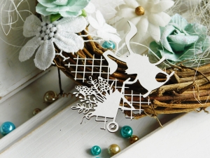 Tekturka "Wiosna" - Zając kompozycja - taczki