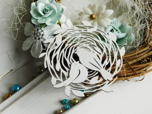 Tekturka "Wiosna" - Wianek z ptakami