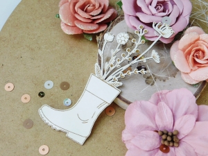 Tekturka "Wiosennie" - Kwiaty w kaloszu