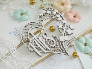 Tekturka "Komunia 2022" - Ramka serce, IHS