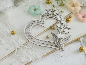 Tekturka "Komunia 2022" - Ramka serce z konwaliami