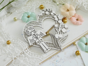 Tekturka "Komunia 2022" - Ramka serce, chłopiec