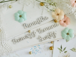 Tekturka "Komunia 2022" - Napis - Pamiątka Pierwszej Komunii Świętej