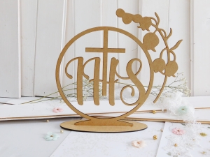 HDF - Komunia Święta - Koło IHS z konwalią + podstawka