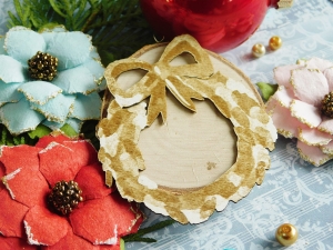 Tekturka - Wesołych Świąt - Wianek z kokardą