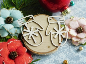 Tekturka - Wesołych Świąt - Rękawiczki ze śnieżynką