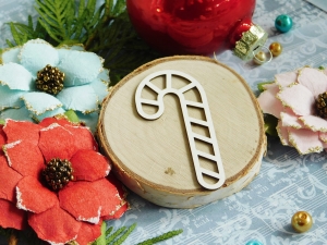 Tekturka - Wesołych Świąt - Laseczka cukrowa - 3 sztuki  