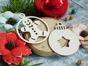 Tekturka - Wesołych Świąt - Bombki ciastek, gwiazdka