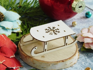 Tekturka - Wesołych Świąt - Sanki śnieżynka 3D 