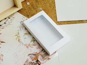 ECO Scrapbooking - Pudełko DL 22 x 11 x 3,5 cm - białe z okienkiem