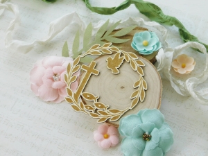 Tekturka - Kolekcja "Komunia 2024" - Ramka, krzyż / gołąb / ryby