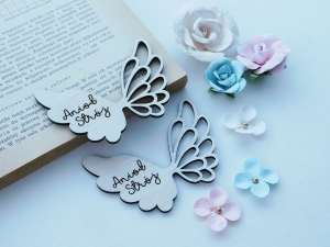 Drewno / Sklejka -  Skrzydła anioła, Napis - Anioł Stróż, Lewe, 2 szt. 