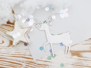 Tekturka - Idzie zima - Renifer z bombkami różnymi