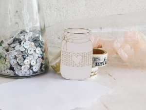 Tekturka - Dużo miłości - Słoik ze wstążką i dziurą