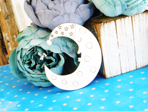 Tekturka - Dobranoc - Księżyc z czapką w gwiazdki