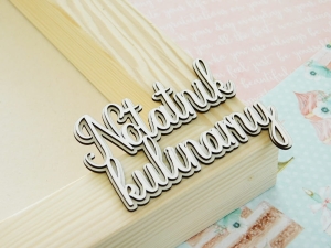 Tekturka - Babeczka - Napis - Notatnik kulinarny z tłem