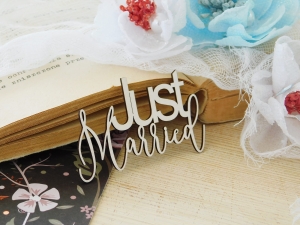 Tekturka - Stalowa miłość - Just Married - prosty  - 2 sztuki 