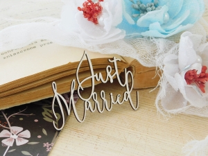 Tekturka - Stalowa miłość - Just Married - ozdobny  - 2 sztuki 