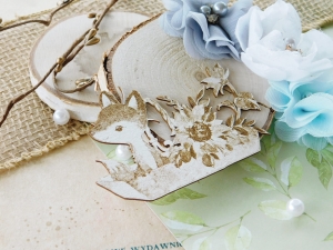 Tekturka - Mądre dzieci - Lisek w koszu z kwiatami