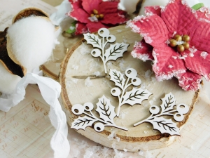 Tekturka - Hello Winter - Gałązka ostrokrzewu - 4 sztuki