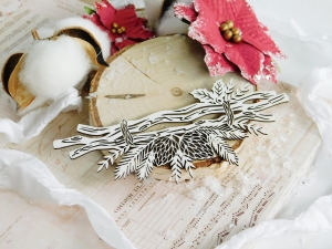 Tekturka - Hello Winter  - Gałęzie z szyszkami