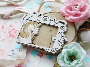 Tekturka "Jak z bajki" - Jednorożec ramka prostokąt - warstwowa