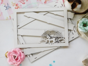 Tekturka "Jak z bajki" - Shadow Box - Ramka - Jednorożec i tęcza