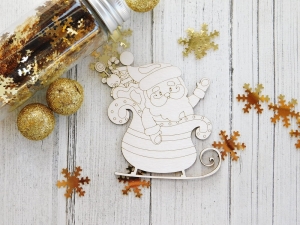 Tekturka - Świąteczny czas - Mikołaj w saniach